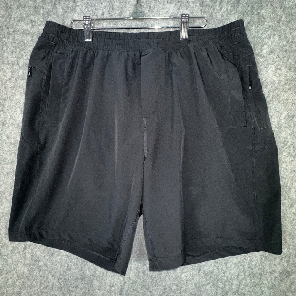 Birddogs Shorts Mens XXL Black Boom Gym Athletic Lined Zipper Pockets 9in Inseam